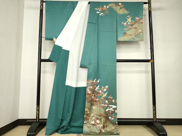 平和屋着物●訪問着　飛鶴流水文　金彩　正絹　逸品　AABJ6743ck