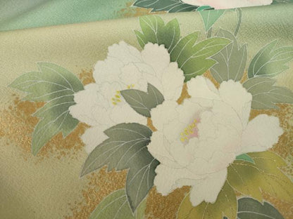 平和屋着物●訪問着　友禅　草花文　暈し染め　金彩　正絹　逸品　AABJ6744ck
