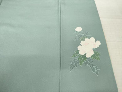 平和屋着物●訪問着　友禅　草花文　暈し染め　金彩　正絹　逸品　AABJ6744ck