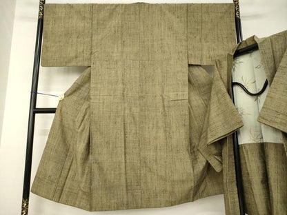 平和屋着物●男性　紬　アンサンブル　霞文　正絹　逸品　AABJ6747ck