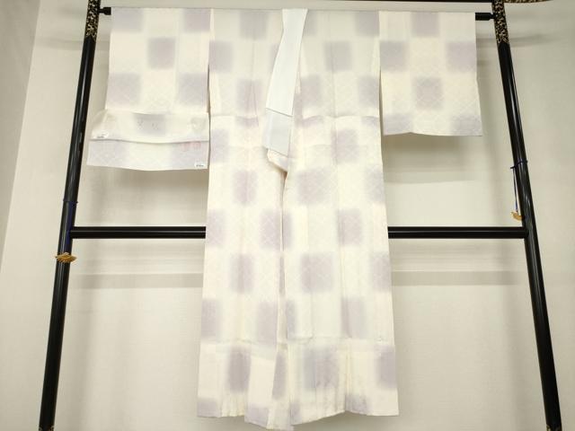 平和屋着物●花織　長襦袢　無双仕立て　伊と幸　市松文　暈し染め　反端付き　正絹　逸品　AABJ6748ck