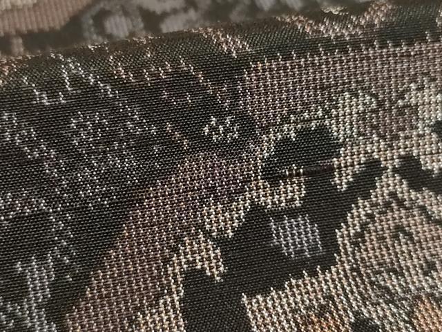 平和屋着物●上質な紬　亀甲花文　黒地　正絹　逸品　AABJ6756ck