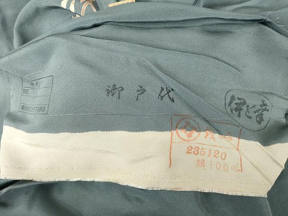 平和屋着物●訪問着　刺繍　草花文　伊と幸　金糸　金彩　仮絵羽　正絹　逸品　未使用　AABJ6759ck