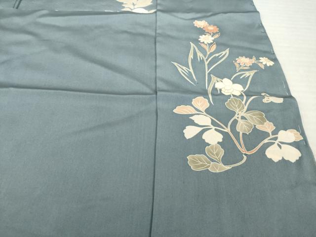 平和屋着物●訪問着　刺繍　草花文　伊と幸　金糸　金彩　仮絵羽　正絹　逸品　未使用　AABJ6759ck