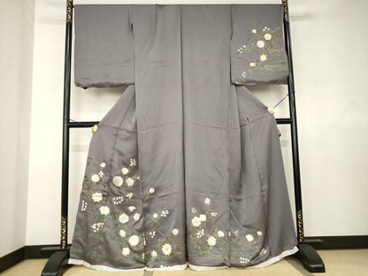 平和屋着物●訪問着　枝花文　金彩　仮絵羽　正絹　逸品　未使用　AABJ6760ck