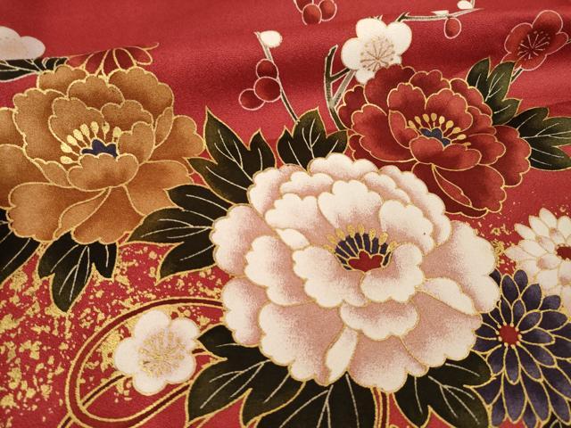 平和屋着物●豪華振袖　花車文　暈し染め　金彩　ロング丈　正絹　逸品　AABJ6766ck