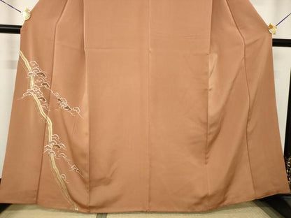 平和屋着物●訪問着　刺繍　松　金糸　金彩　正絹　逸品　AABJ6770ck