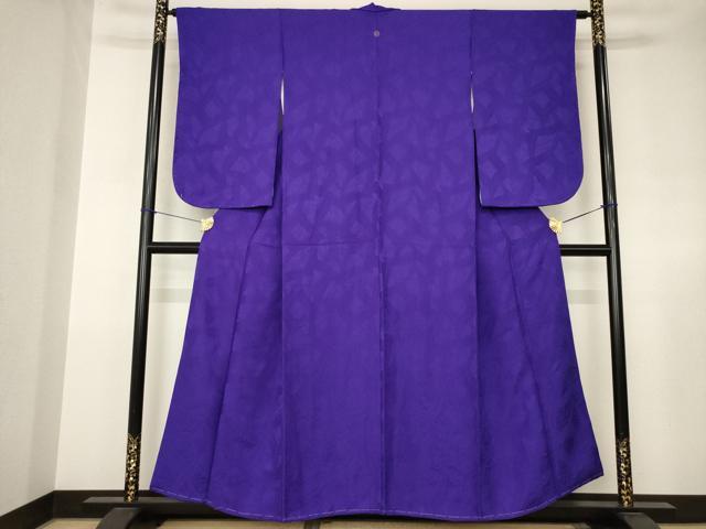 平和屋着物●上質な色無地　草花文　深紫色　正絹　逸品　未使用　AABJ6772ck