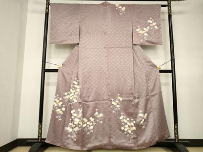 平和屋着物●訪問着　駒刺繍　光琳菊　金彩　正絹　逸品　AABJ6774ck