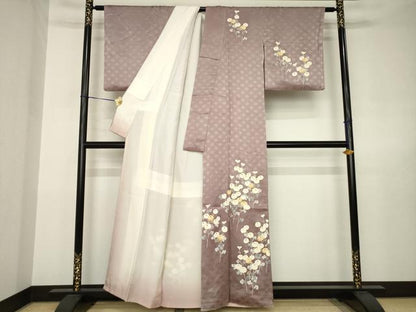 平和屋着物●訪問着　駒刺繍　光琳菊　金彩　正絹　逸品　AABJ6774ck