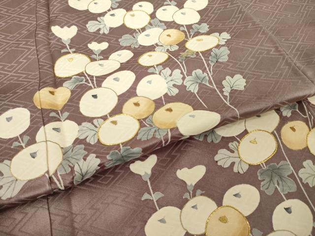 平和屋着物●訪問着　駒刺繍　光琳菊　金彩　正絹　逸品　AABJ6774ck