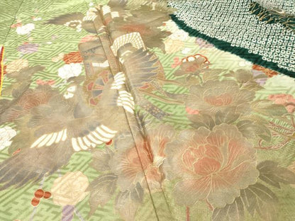 平和屋着物●豪華振袖　御所車花鳥文　金銀彩　やまと誂製　正絹　逸品　AABJ6778ck