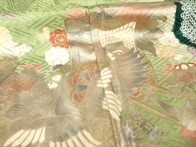 平和屋着物●豪華振袖　御所車花鳥文　金銀彩　やまと誂製　正絹　逸品　AABJ6778ck