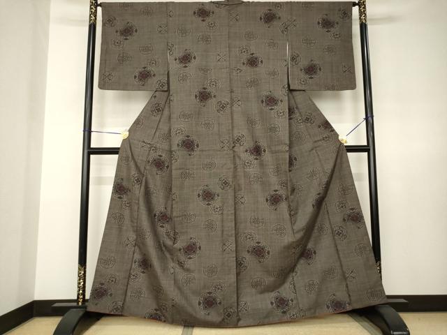 平和屋着物●本場大島紬　一元7マルキ　花丸文　正絹　逸品　AABJ6784ck