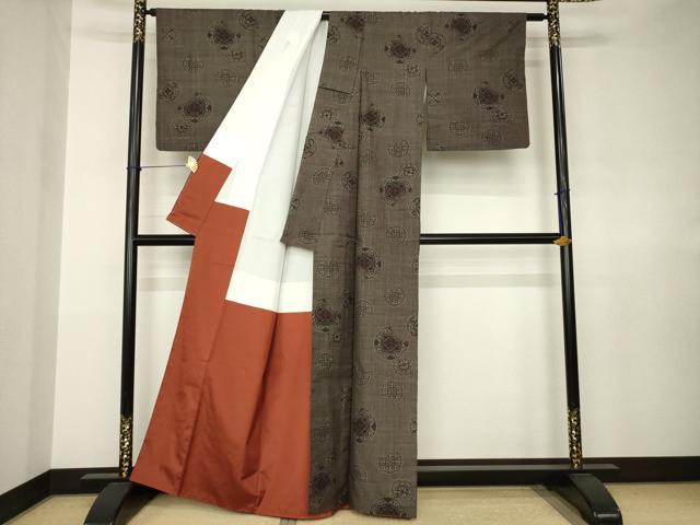 平和屋着物●本場大島紬　一元7マルキ　花丸文　正絹　逸品　AABJ6784ck