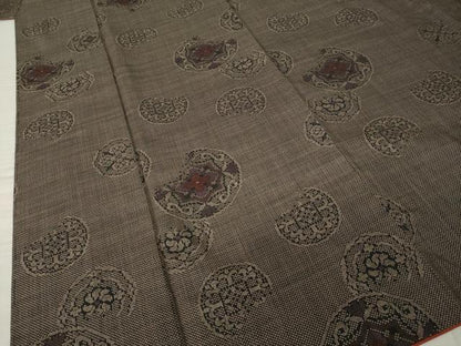 平和屋着物●本場大島紬　一元7マルキ　花丸文　正絹　逸品　AABJ6784ck