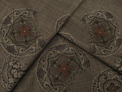 平和屋着物●本場大島紬　一元7マルキ　花丸文　正絹　逸品　AABJ6784ck