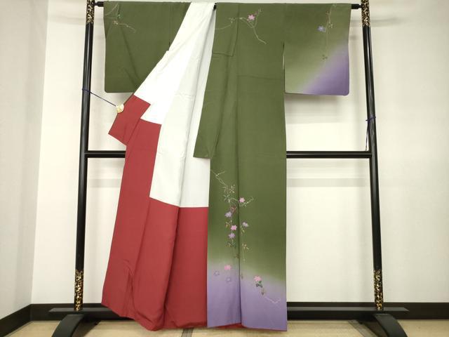 平和屋着物●訪問着　花唐草文　暈し染め　正絹　逸品　AABJ6786ck