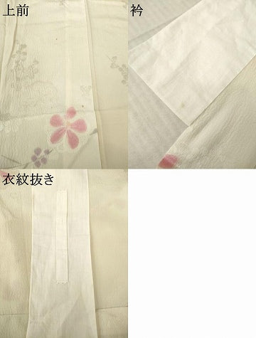 平和屋着物●長襦袢　無双仕立て　枝花文　正絹　逸品　AABJ6788ck