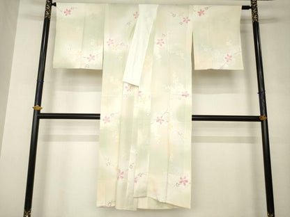 平和屋着物●長襦袢　無双仕立て　枝花文　正絹　逸品　AABJ6788ck