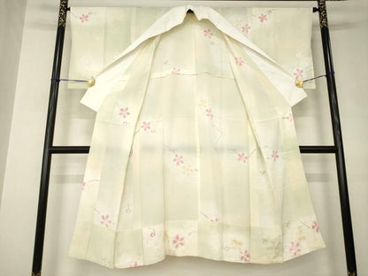 平和屋着物●長襦袢　無双仕立て　枝花文　正絹　逸品　AABJ6788ck