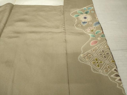 平和屋着物●訪問着　伯河貞雄　辻が花　舞花文　暈し染め　金通し地　正絹　逸品　AABJ6789ck