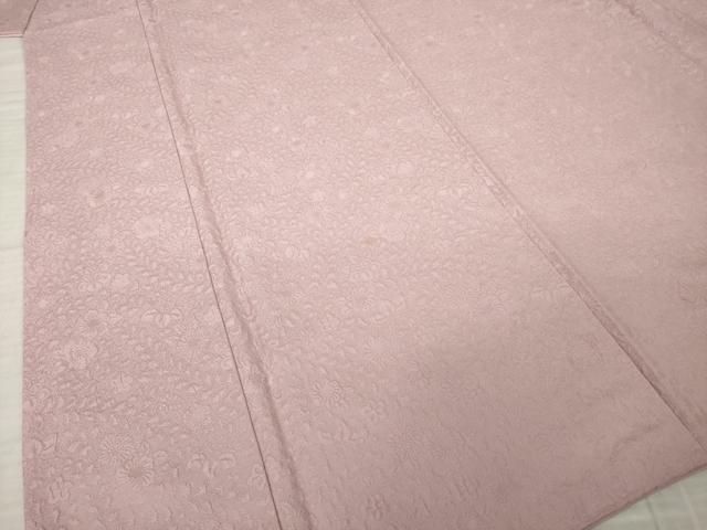 平和屋着物●上質な色無地　舞花地紋　石竹色　正絹　逸品　AABJ6791ck