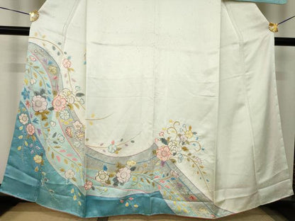 平和屋着物●訪問着　辻が花　絞り　流水花文　正絹　逸品　AABJ6792ck