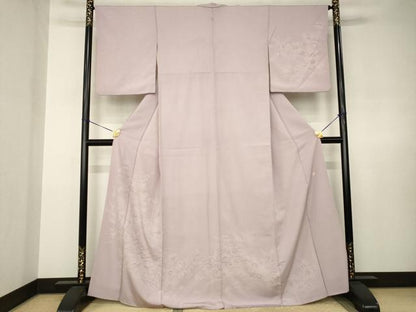 平和屋着物●伝統工芸師　服部光擴　江戸小紋　訪問着　鮫小紋柄　草花文　正絹　逸品　AABJ6799ck