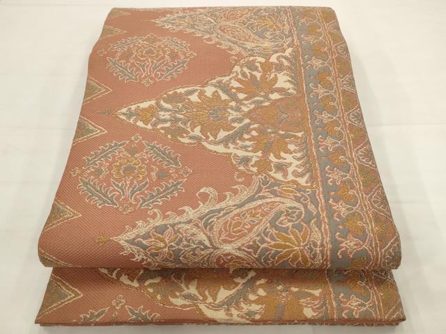 平和屋着物◎六通柄　本袋帯　飾花文　銀糸　正絹　逸品　AABJ6805pf