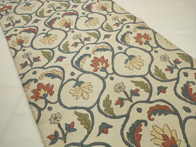 平和屋着物◎六通柄袋帯　草花文　正絹　逸品　AABJ6809pf