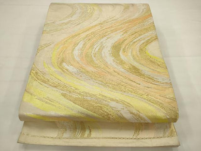 平和屋着物◎六通柄袋帯　流水文　金糸　正絹　逸品　AABJ6810pf