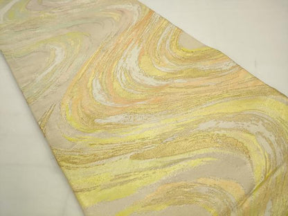 平和屋着物◎六通柄袋帯　流水文　金糸　正絹　逸品　AABJ6810pf