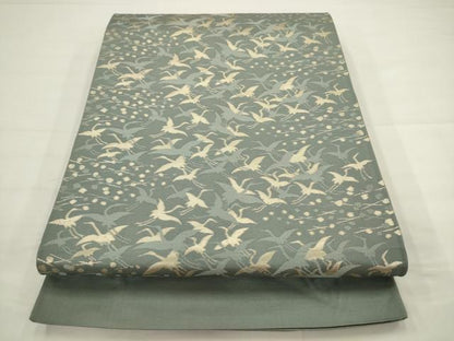 平和屋着物◎六通柄袋帯　飛鶴文　金糸　正絹　逸品　AABJ6812pf