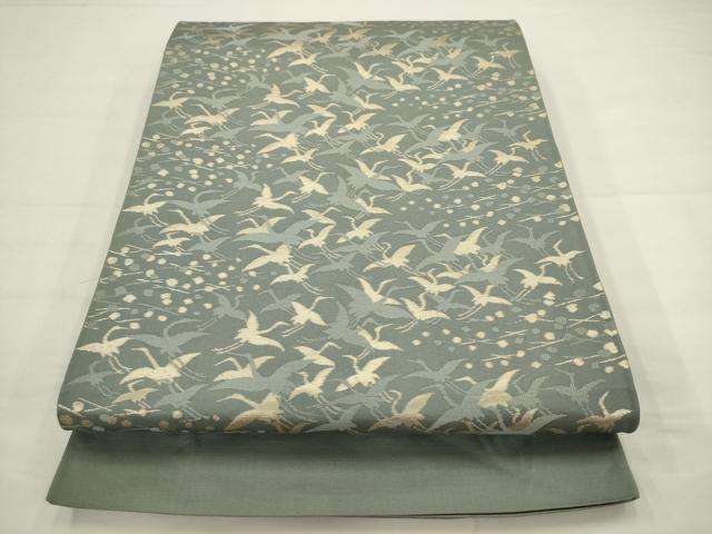 平和屋着物◎六通柄袋帯　飛鶴文　金糸　正絹　逸品　AABJ6812pf