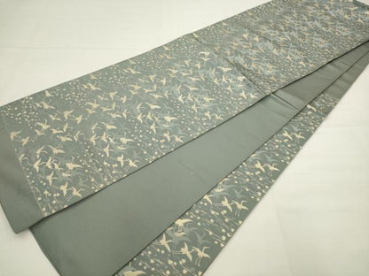平和屋着物◎六通柄袋帯　飛鶴文　金糸　正絹　逸品　AABJ6812pf