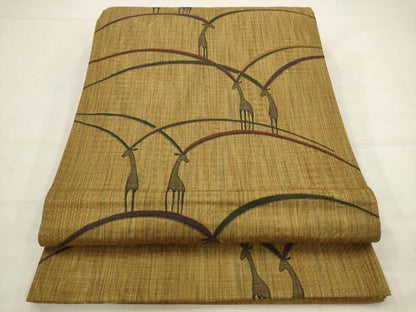 平和屋着物◎両面六通柄袋帯　鹿　間道　正絹　逸品　AABJ6813pf