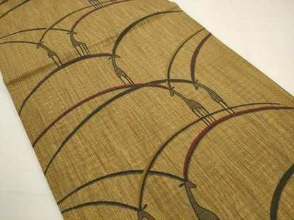 平和屋着物◎両面六通柄袋帯　鹿　間道　正絹　逸品　AABJ6813pf