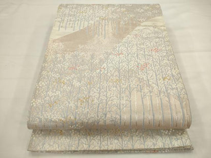 平和屋着物◎六通柄袋帯　枝花文　金銀糸　正絹　逸品　AABJ6821pf