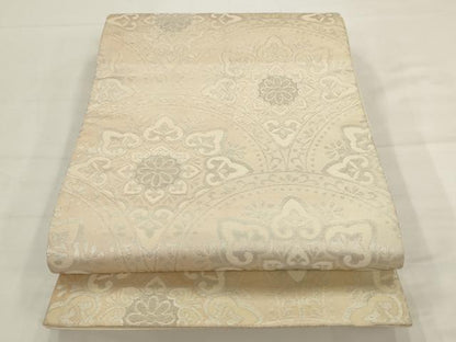 平和屋着物◎六通柄袋帯　花青海波　銀糸　正絹　逸品　AABJ6830pf