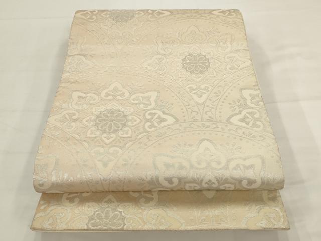 平和屋着物◎六通柄袋帯　花青海波　銀糸　正絹　逸品　AABJ6830pf