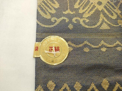 平和屋着物◎西陣　六通柄袋帯　横段花文　金糸　正絹　逸品　AABJ6837pf