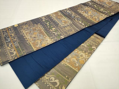 平和屋着物◎西陣　六通柄袋帯　横段花文　金糸　正絹　逸品　AABJ6837pf
