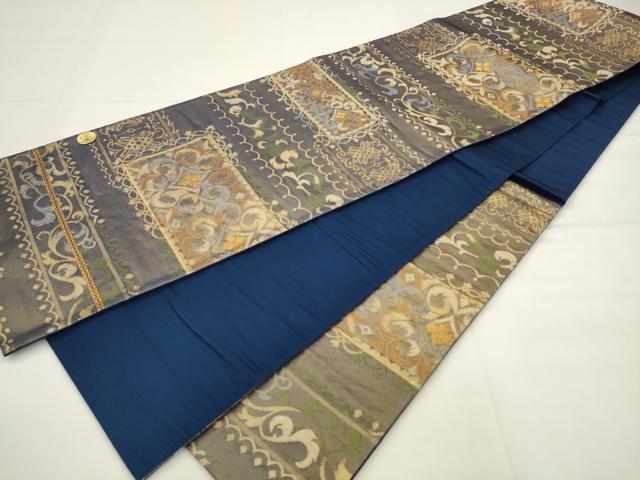 平和屋着物◎西陣　六通柄袋帯　横段花文　金糸　正絹　逸品　AABJ6837pf