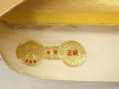 平和屋着物◎西陣　六通柄袋帯　唐織　流水草花文　金銀糸　正絹　逸品　AABJ6843pf