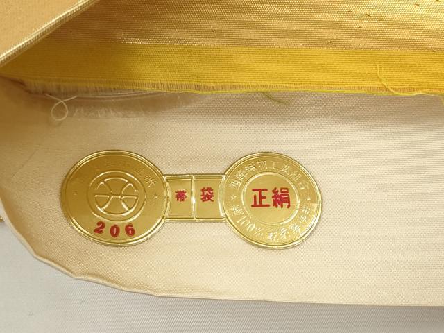 平和屋着物◎西陣　六通柄袋帯　唐織　流水草花文　金銀糸　正絹　逸品　AABJ6843pf