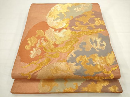 平和屋着物◎六通柄袋帯　松文　金糸　正絹　逸品　AABJ6849pf