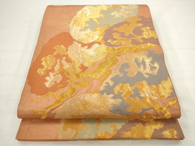 平和屋着物◎六通柄袋帯　松文　金糸　正絹　逸品　AABJ6849pf