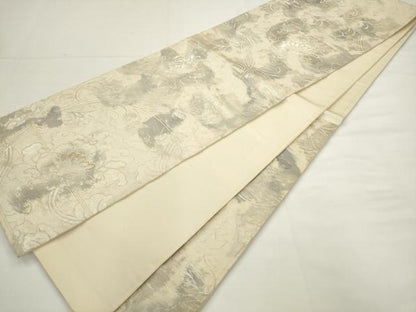 平和屋着物◎六通柄袋帯　草花文　金銀糸　正絹　逸品　AABJ6857pf