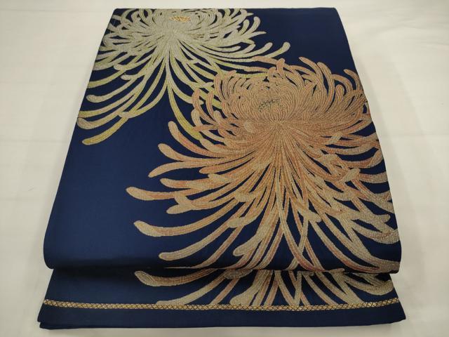 平和屋着物◎六通柄袋帯　菊　金糸　正絹　逸品　AABJ6865pf